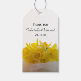 Gele deffodils op White Spring Wedding Favor Tag Cadeaulabel