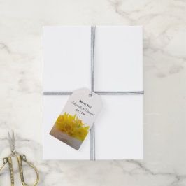 Gele deffodils op White Spring Wedding Favor Tag Cadeaulabel