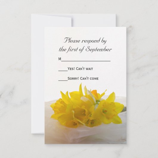 Gele deffodils op White Spring Wedding RSVP Card (Voorkant)