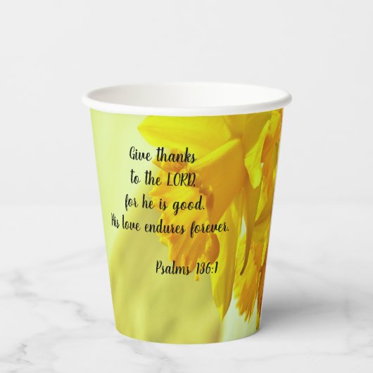 Gele deffodils-scripts papieren bekers (Achterkant)