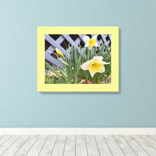 Gele deffodis #2 canvas afdruk (Insitu (Houten vloer))