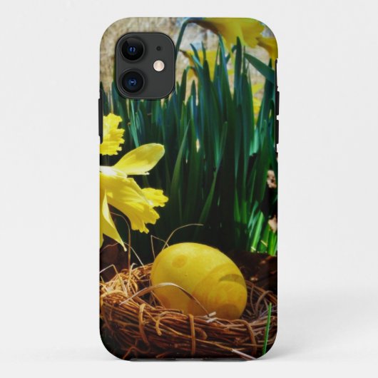 Gele deffodis en een geel paasei Case-Mate iPhone case (Achterkant)