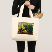 Gele deffodis en een geel paasei grote tote bag (Voorkant (product))