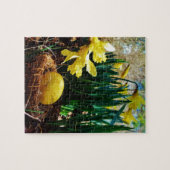 Gele deffodis en een geel paasei legpuzzel (Horizontaal)