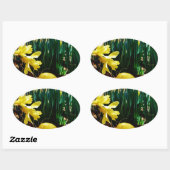 Gele deffodis en een geel paasei ovale sticker (Vel)