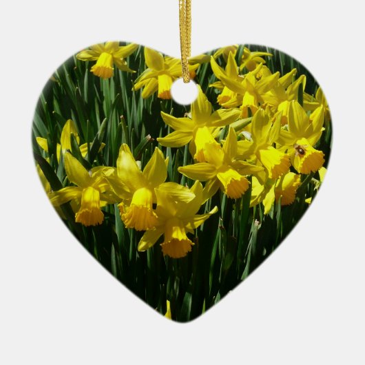 Gele deffodis ik Cheery Spring Flowers Keramisch Ornament (Voorkant)