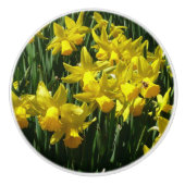 Gele deffodis ik Cheery Spring Flowers Keramische Knop (Voorkant)