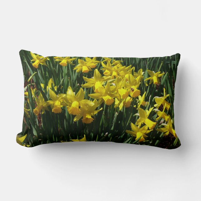 Gele deffodis ik Cheery Spring Flowers Kussen (Voorkant)