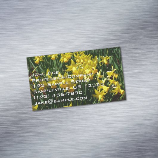Gele deffodis ik Cheery Spring Flowers Magnetisch Visitekaartje (Voorbeeld)