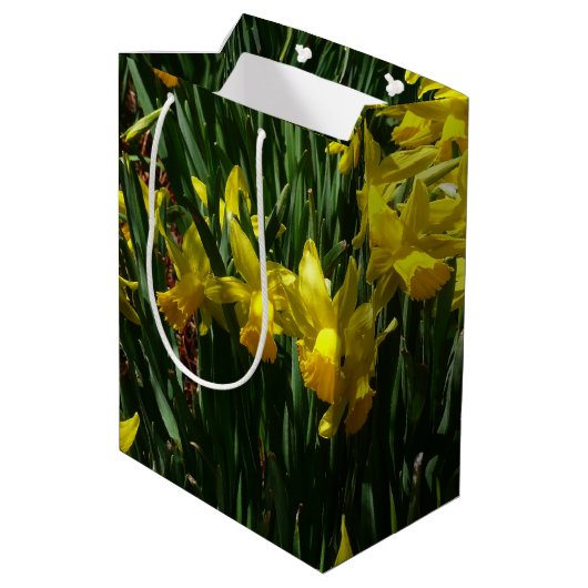 Gele deffodis ik Cheery Spring Flowers Medium Cadeauzakje (Achterkant Gekanteld)