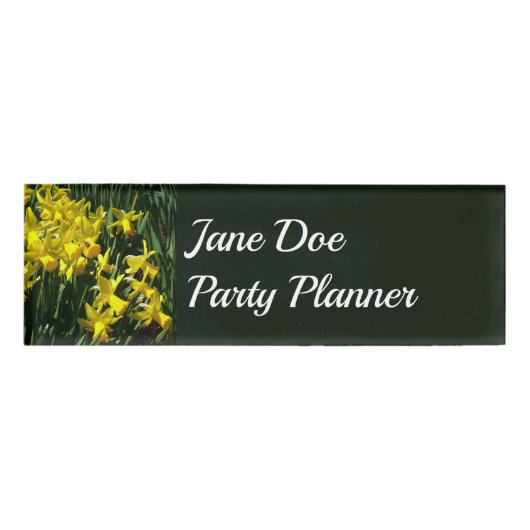 Gele deffodis ik Cheery Spring Flowers Naambadge (Voorkant)