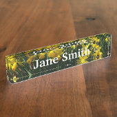 Gele deffodis ik Cheery Spring Flowers Naambordje (Zijkant)