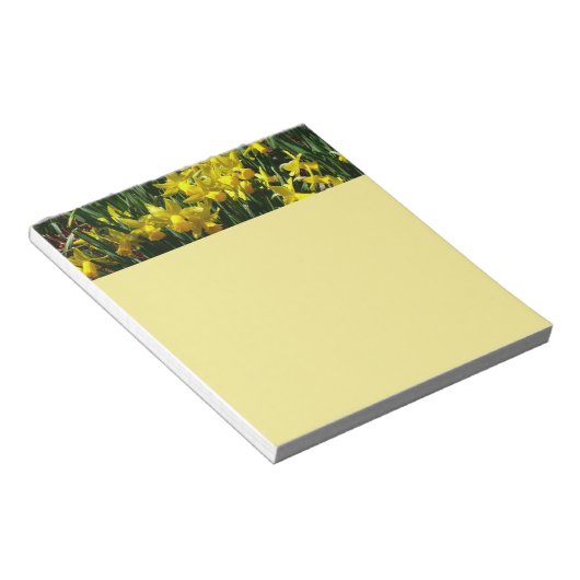 Gele deffodis ik Cheery Spring Flowers Notitieblok (Schuin)