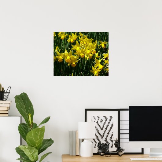 Gele deffodis ik Cheery Spring Flowers Poster (Thuiskantoor)