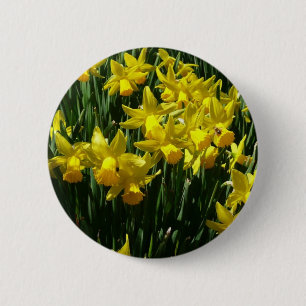 Gele deffodis ik Cheery Spring Flowers Ronde Button 5,7 Cm