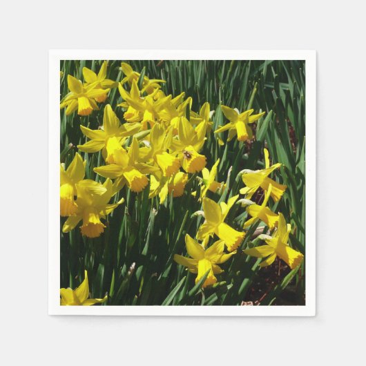 Gele deffodis ik Cheery Spring Flowers Servet (Voorkant)