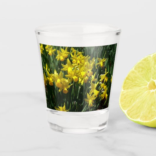 Gele deffodis ik Cheery Spring Flowers Shot Glas (Voorkant)