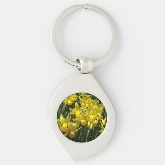 Gele deffodis ik Cheery Spring Flowers Sleutelhanger (Voorkant)