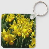 Gele deffodis ik Cheery Spring Flowers Sleutelhanger (Achterkant)