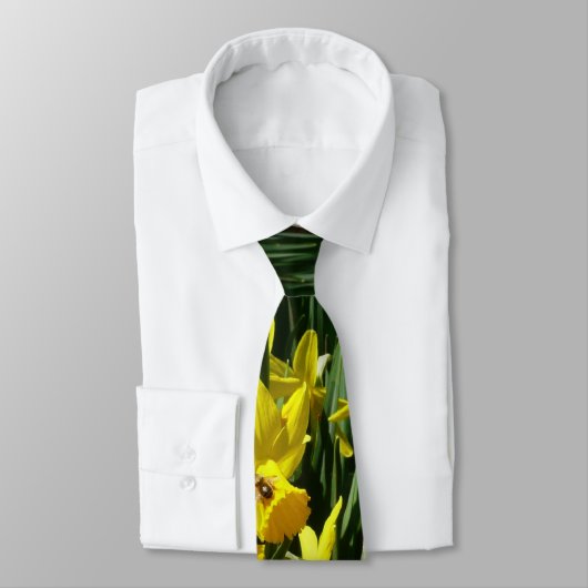 Gele deffodis ik Cheery Spring Flowers Stropdas (Gebonden)