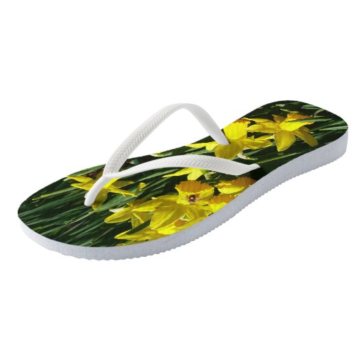 Gele deffodis ik Cheery Spring Flowers Teenslippers (Schuin)