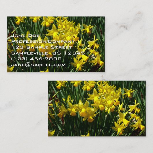 Gele deffodis ik Cheery Spring Flowers Visitekaartje (Voorkant / Achterkant)