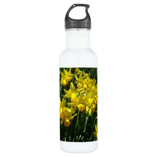 Gele deffodis ik Cheery Spring Flowers Waterfles (Voorkant)