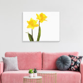 Gele deffodis op wit - Daffodilventilatorblank Canvas Afdruk (Insitu (Woonkamer))