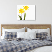 Gele deffodis op wit - Daffodilventilatorblank Canvas Afdruk (Insitu (Slaapkamer))