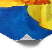 Gele deffodis, originele waterverf bloemkunst poster (Hoek)