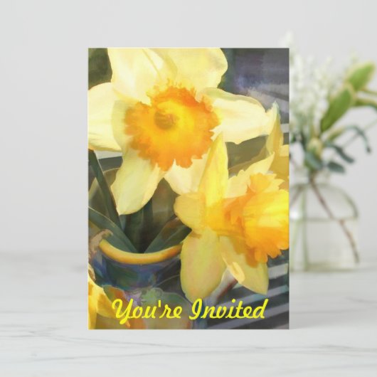 Gele desaffodils met achtergrondverlichting kaart (Staand voorkant)