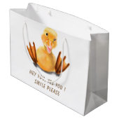 Gele deugende speelwink Gift Bag Happy Smile Groot Cadeauzakje (Achterkant Gekanteld)