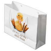 Gele deugende speelwink Gift Bag Happy Smile Groot Cadeauzakje (Voorkant Gekanteld)