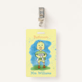 Gele deukkende badkamerhal-pas badge (Voorkant met clip)