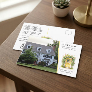 Gele Deur Aquarel Verkocht Vastgoedmakelaar Briefkaart
