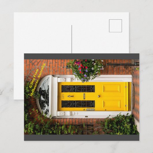 Gele deur briefkaart (Voorkant / Achterkant)