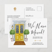 Gele deur - Nieuw adres We hebben aankondiging ver Briefkaart (Voorkant / Achterkant)