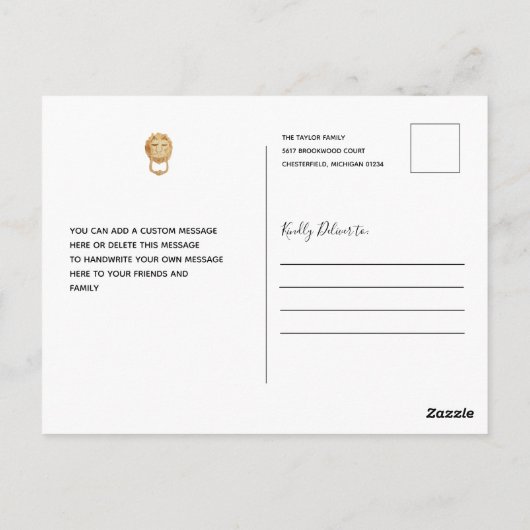 Gele deur - Nieuw adres We hebben aankondiging ver Briefkaart (Achterkant)