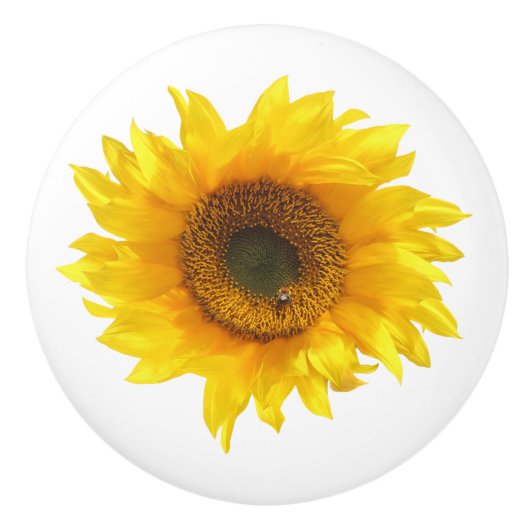 gele deurknop voor zonnebloemen keramische knop (Voorkant)