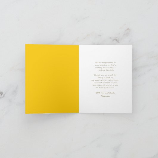 Gele diagonale strepen Foto modern Afstuderen Bedankkaart (Binnen)