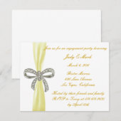 Gele Diamant Bow Verlovingsfeest Uitnodiging (Voorkant / Achterkant)