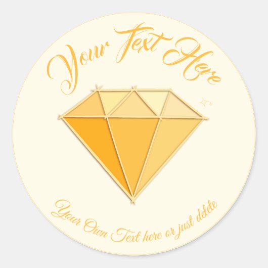 Gele Diamant Edelsteen Sieraden. 50 gouden bruilof Ronde Sticker (Voorkant)