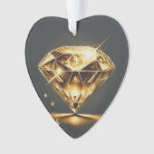 Gele Diamant en Multicolor Acryl Hart Ornament (voorkant)