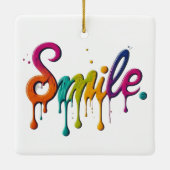 Gele diamant en veelkleurige glimlach keramisch ornament (Achterkant)