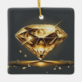 Gele diamant en veelkleurige glimlach keramisch ornament