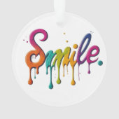 Gele diamant en veelkleurige glimlach tekst ornament (achterkant)