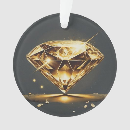 Gele diamant en veelkleurige glimlach tekst ornament (voorkant)