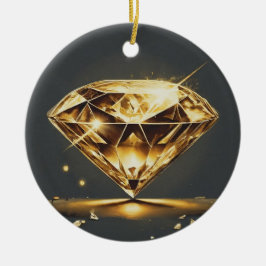 Gele Diamant en Watergolf Ontwerp Keramisch Ornament