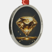 Gele diamant en zwarte achtergrond metalen ornament (Rechts)