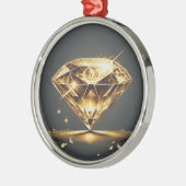 Gele diamant en zwarte achtergrond metalen ornament (Links)